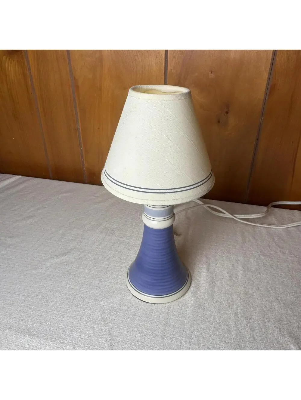 Pfaltzgraff Table Lamp Blue Ceramic Lamp with Shade Cottage Farmhouse 10.5 Inch